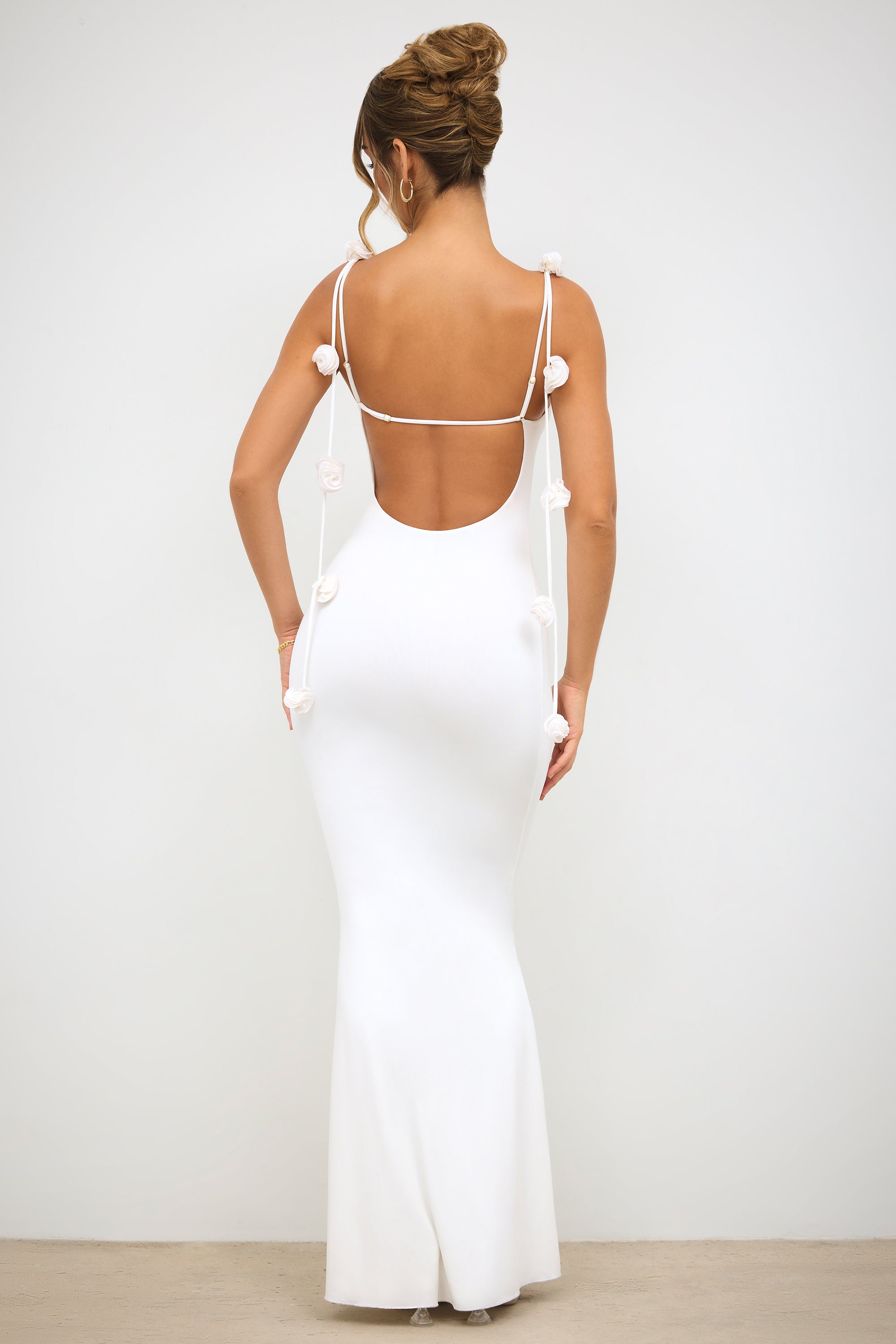 Aldona Rose Detail Maxi Dress – White
