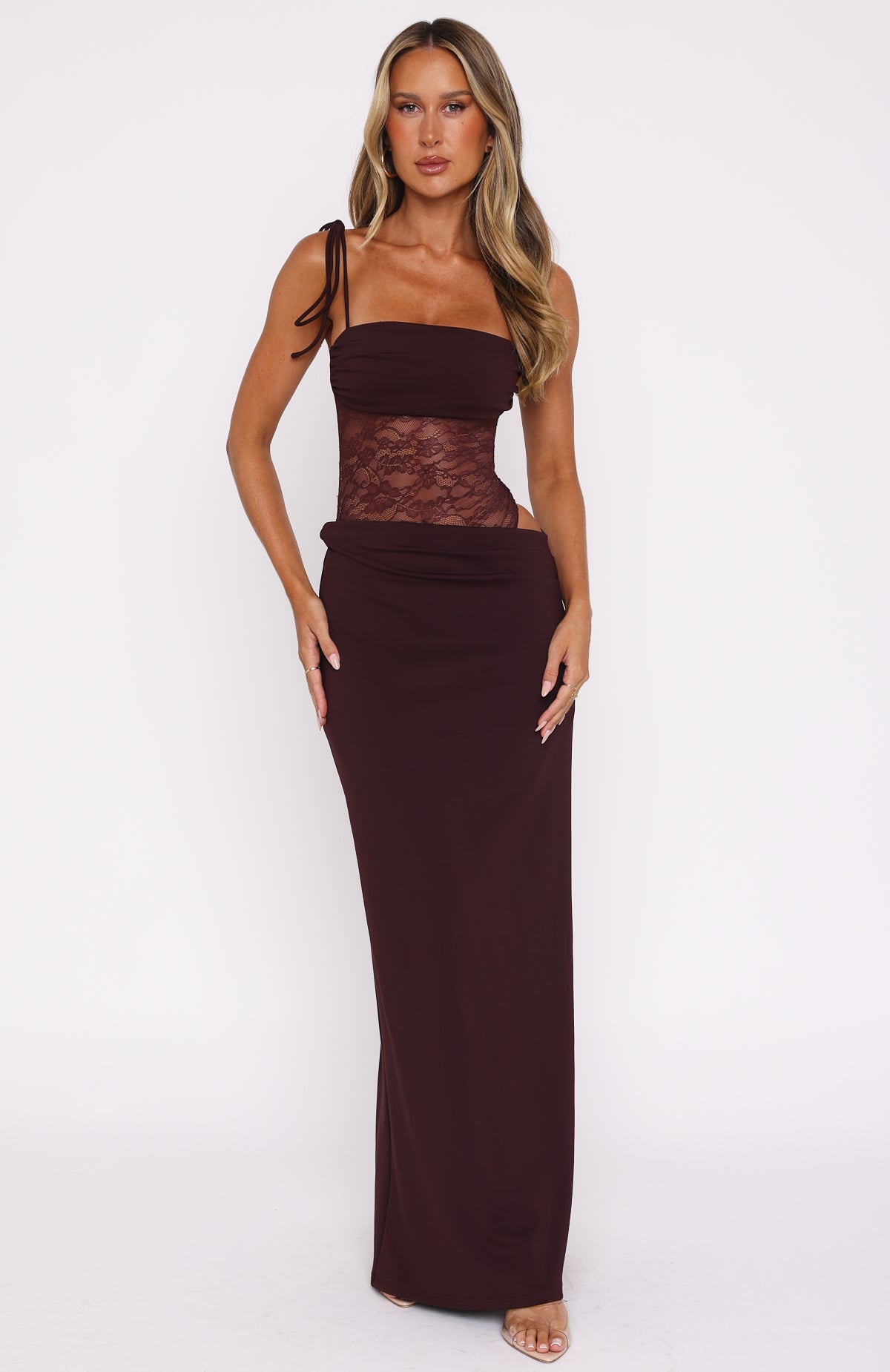 Velora Maxi Dress – Burgundy