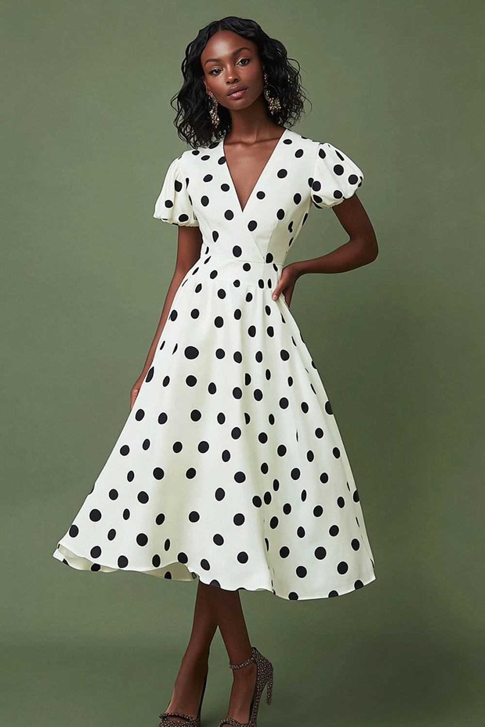 Alora – Polka Dot Midi Dress