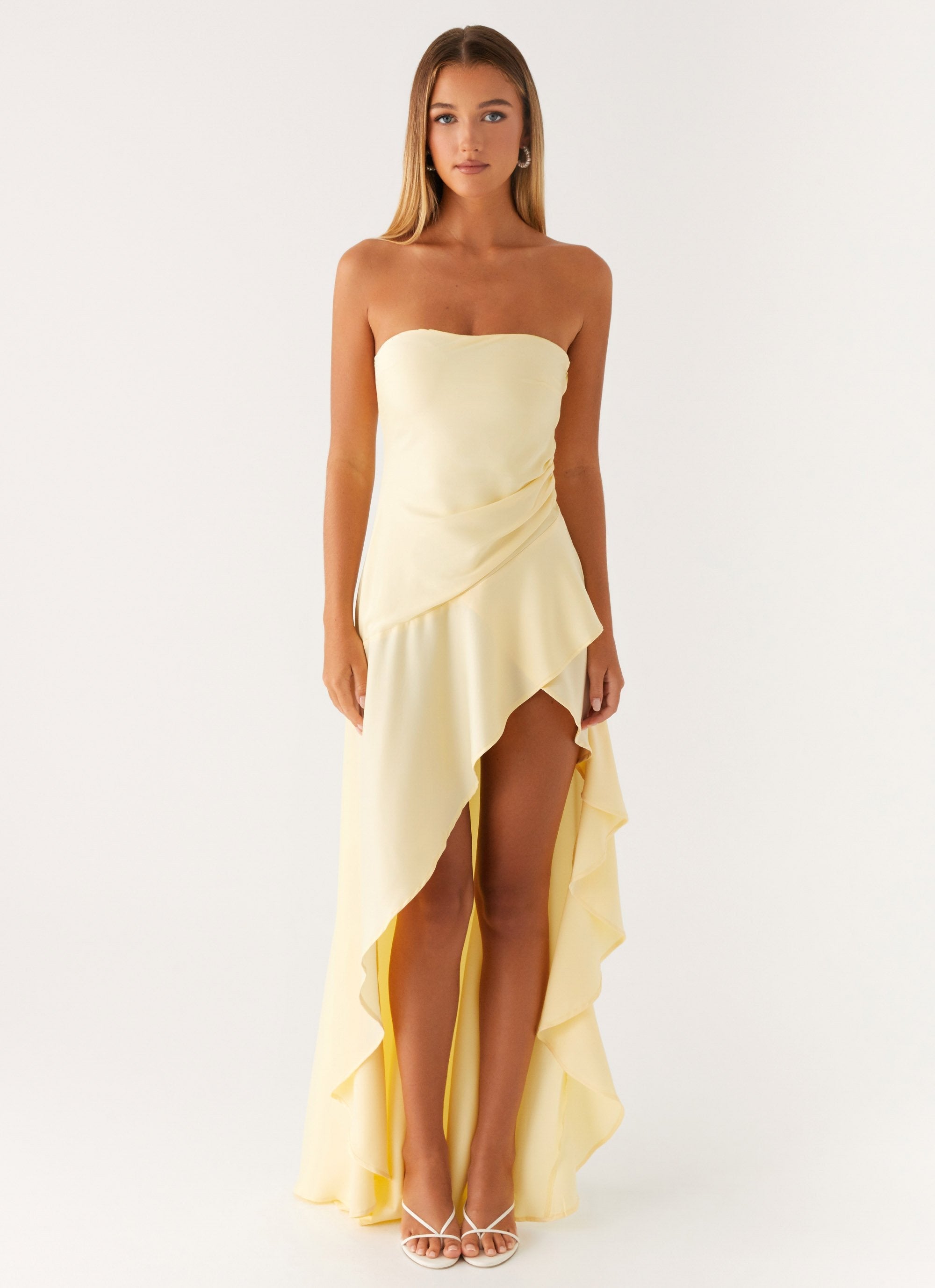 Sunset Strapless Maxi – Pastel Yellow