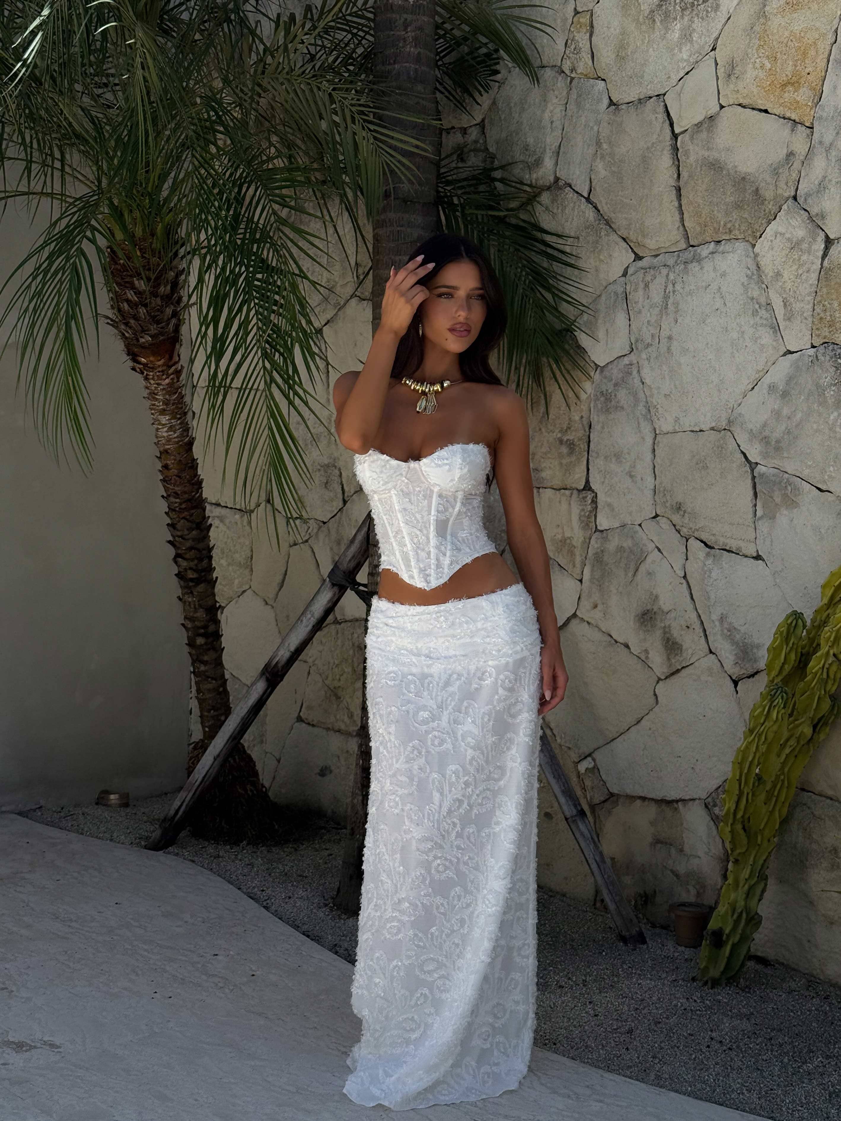 CELESTE CORSET TOP - IVORY BLOOM