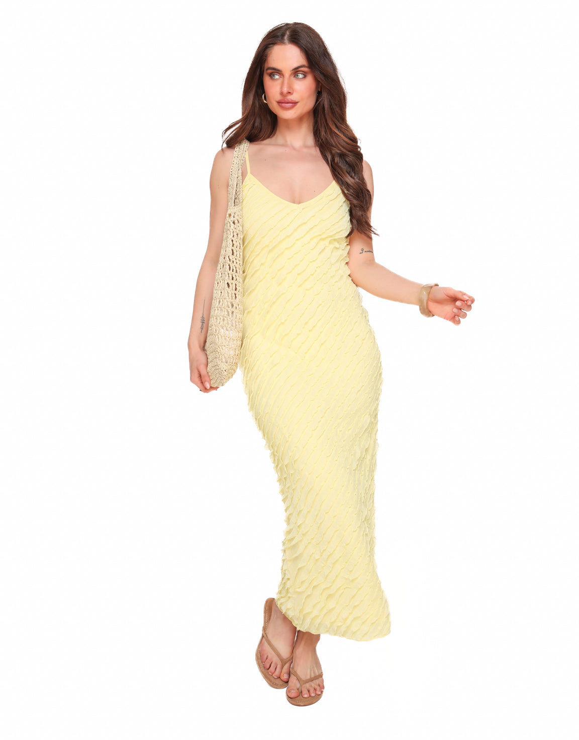 Solara Ruffle Maxi Dress – Lemon Sorbet