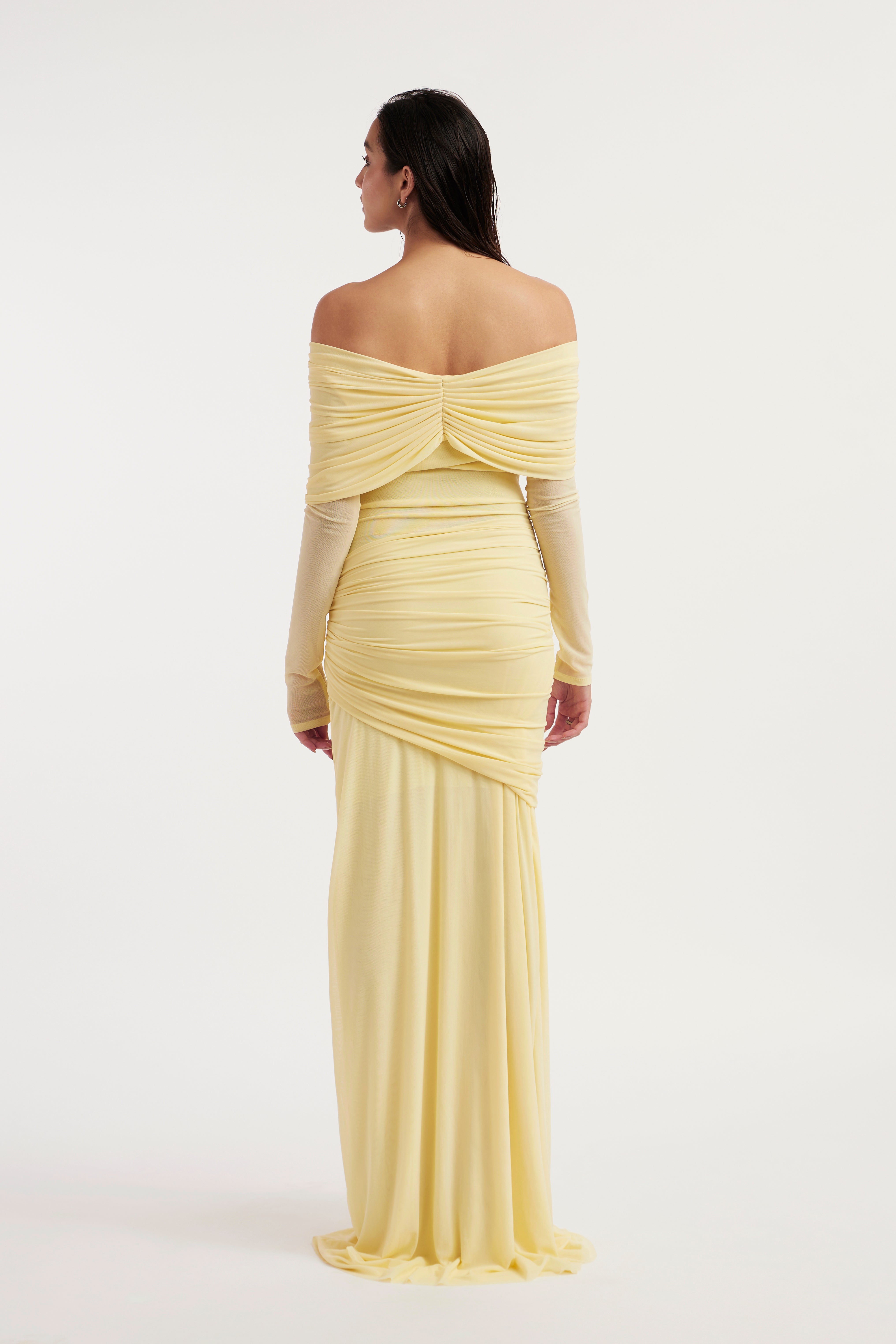 Celina Off-Shoulder Gown – Butter Yellow