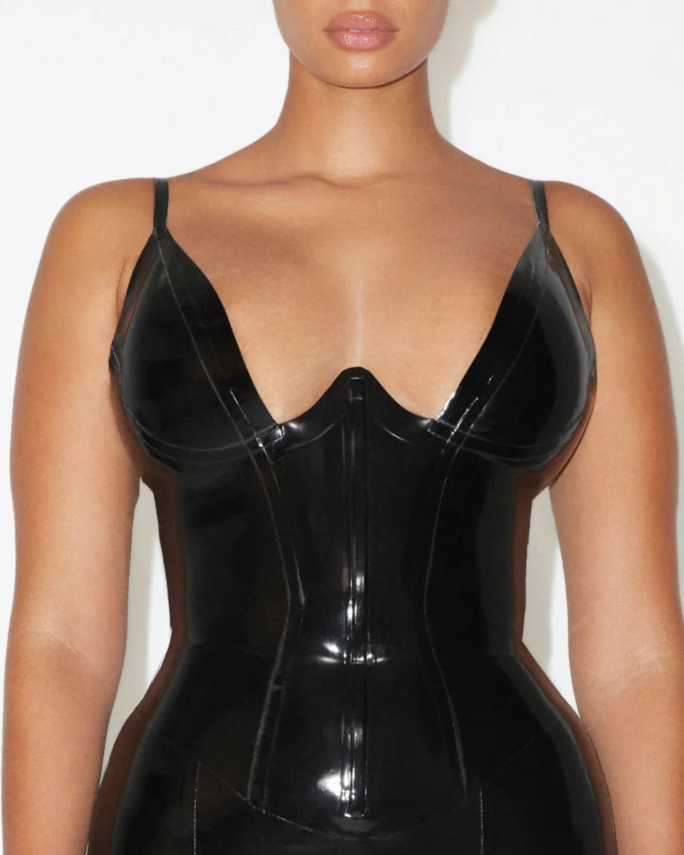 ONYX GLOSS LATEX DRESS