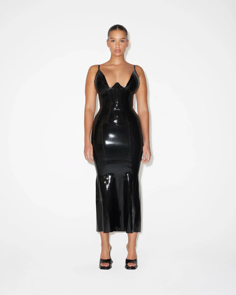 ONYX GLOSS LATEX DRESS