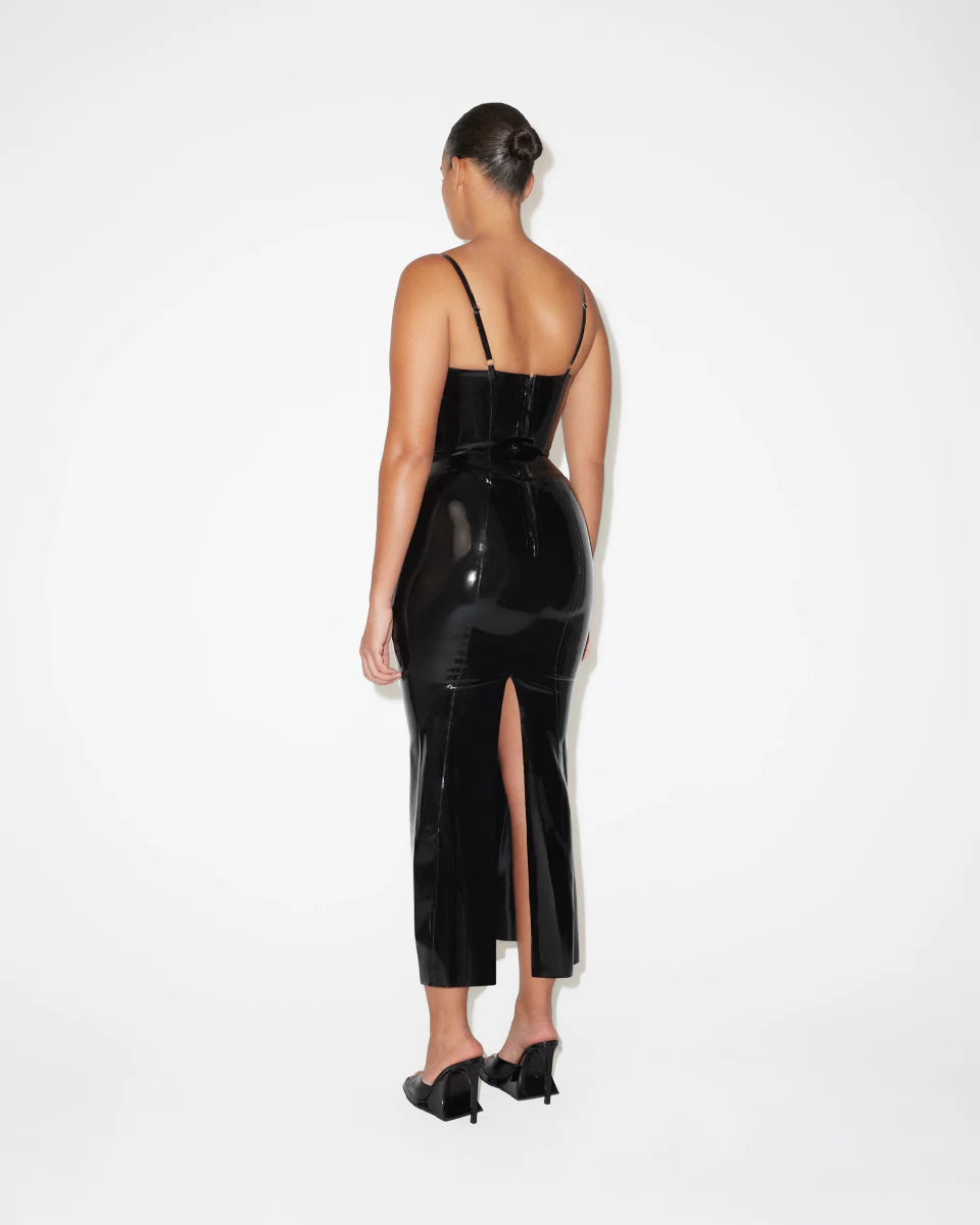 ONYX GLOSS LATEX DRESS