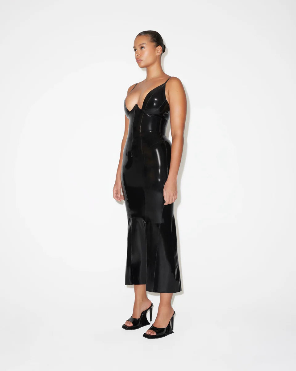 ONYX GLOSS LATEX DRESS