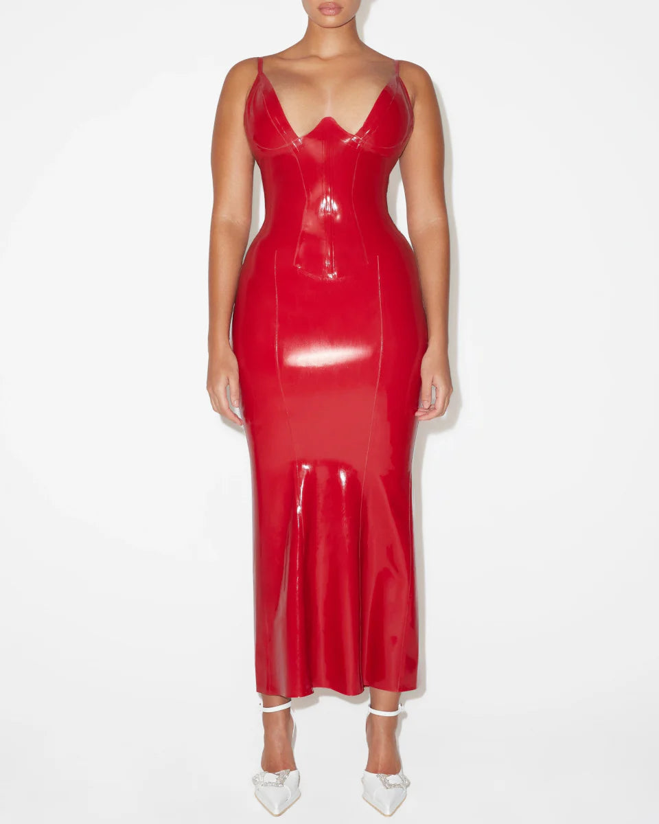 ONYX GLOSS LATEX DRESS