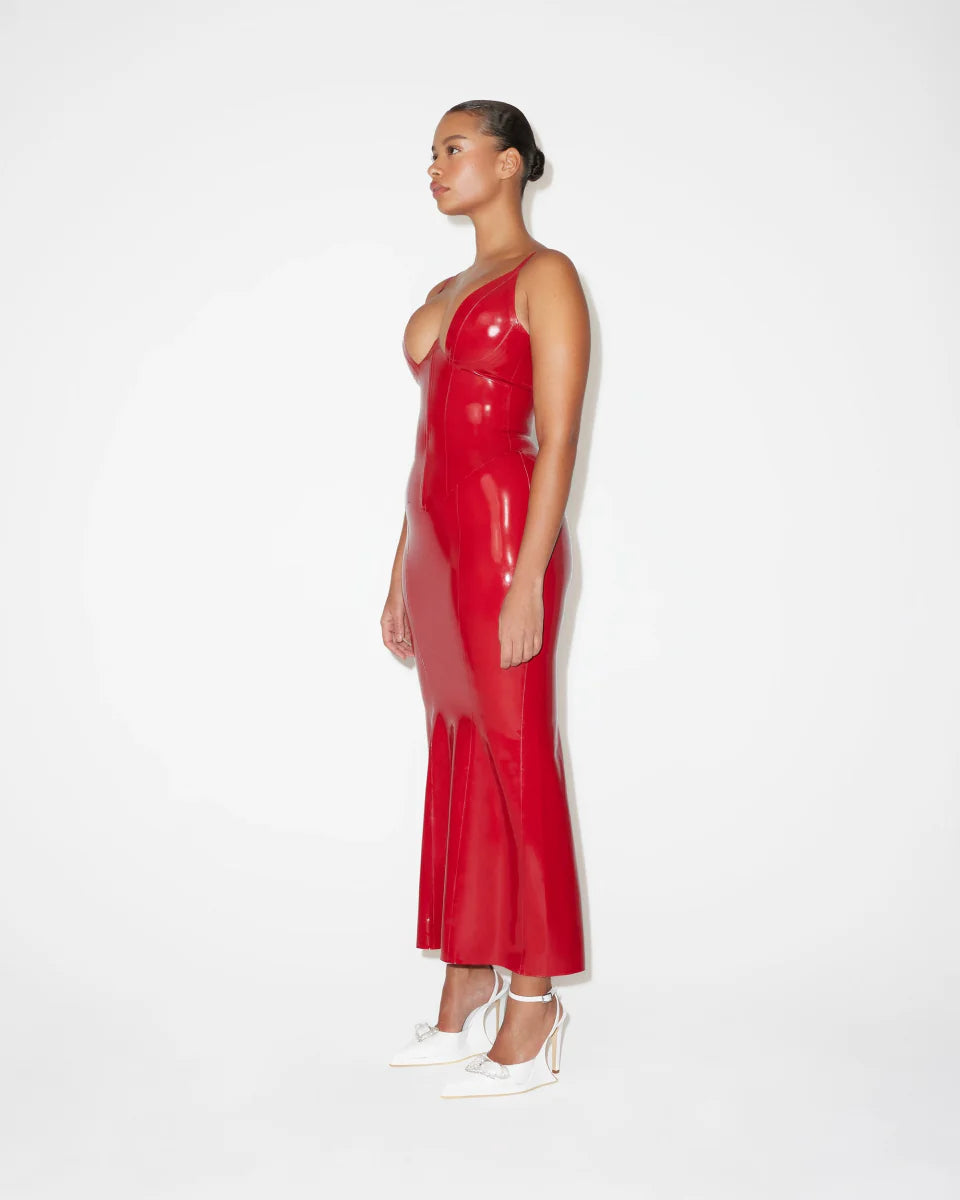 ONYX GLOSS LATEX DRESS