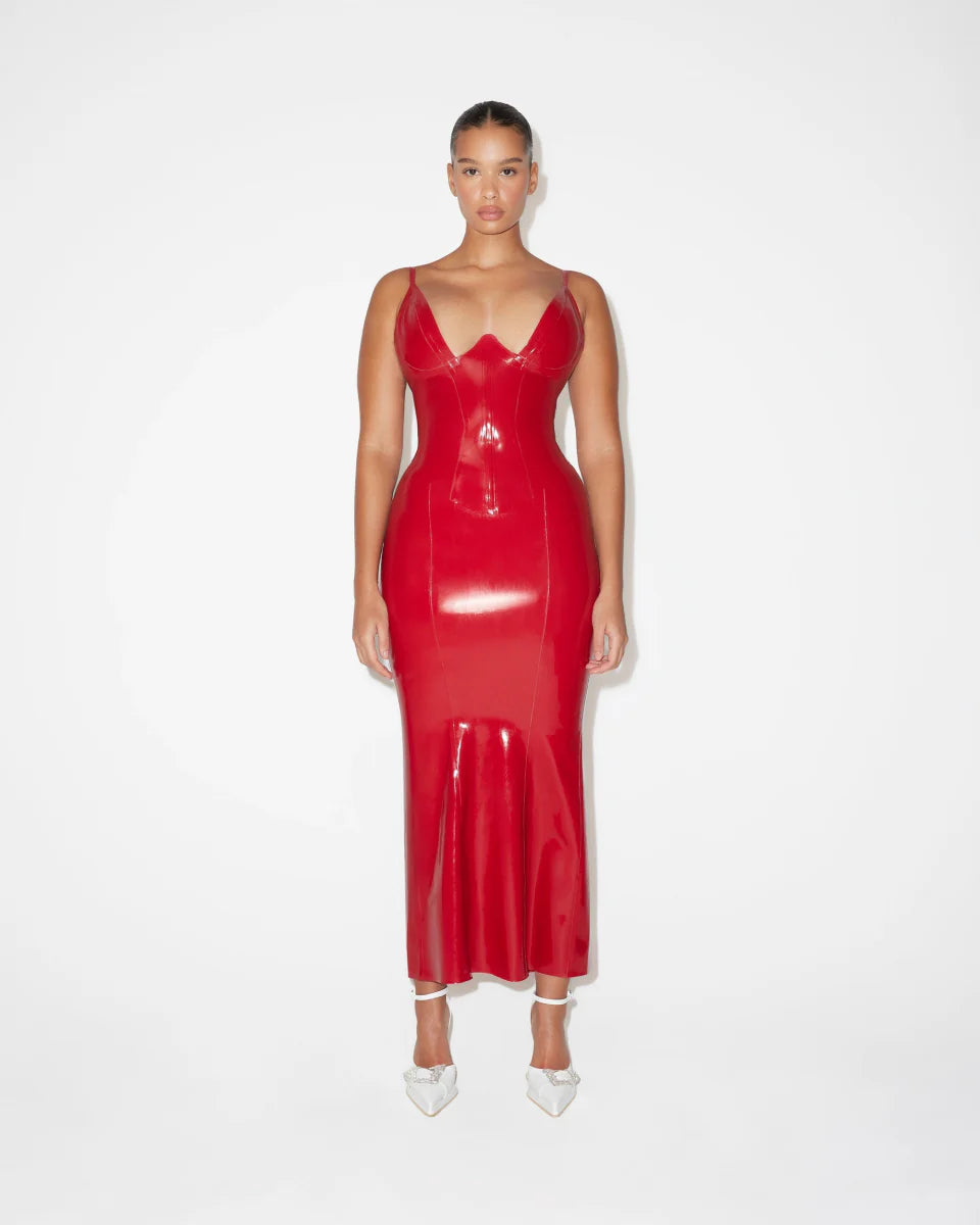 ONYX GLOSS LATEX DRESS